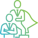 Icon of an expert standing over a patient.